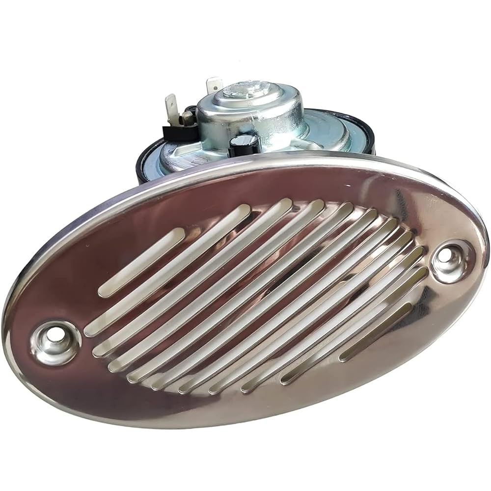 CLINK 316 Stainless Steel 12V Concealed Flush Mount 5190512 Marine Boat Horn with 2 Types of 316 Stainless Steel Mounting Screws