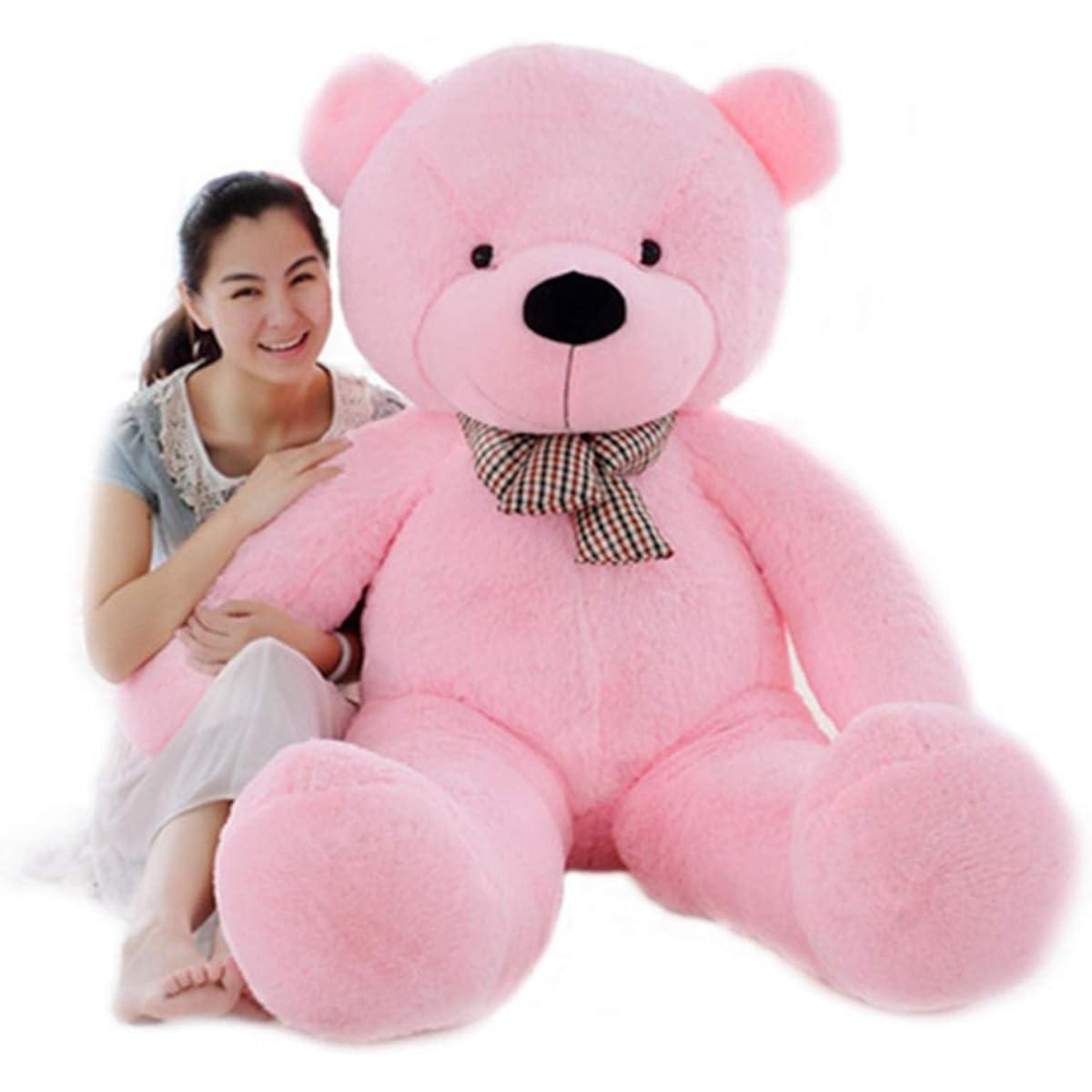 LOYP] Premium Bear Body Pillow, Meltingly Soft to the Touch, 140cm, Soft Plush Toy, Cushion, Sleeping Bear, Pink, Extra Large, Teddy Bear, Cute Bear, Animal, Large, Huge, Bear Plush Toy, Bear Stitched Wrap, Bear Body Pillow, Celebration, Fluffy Plush Toy