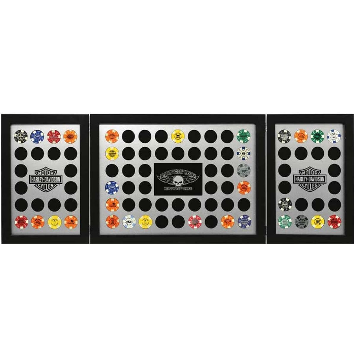 Harley-Davidson Tri-Fold Poker Chip Collectors Frame, Holds 88 Chips, Black 6973