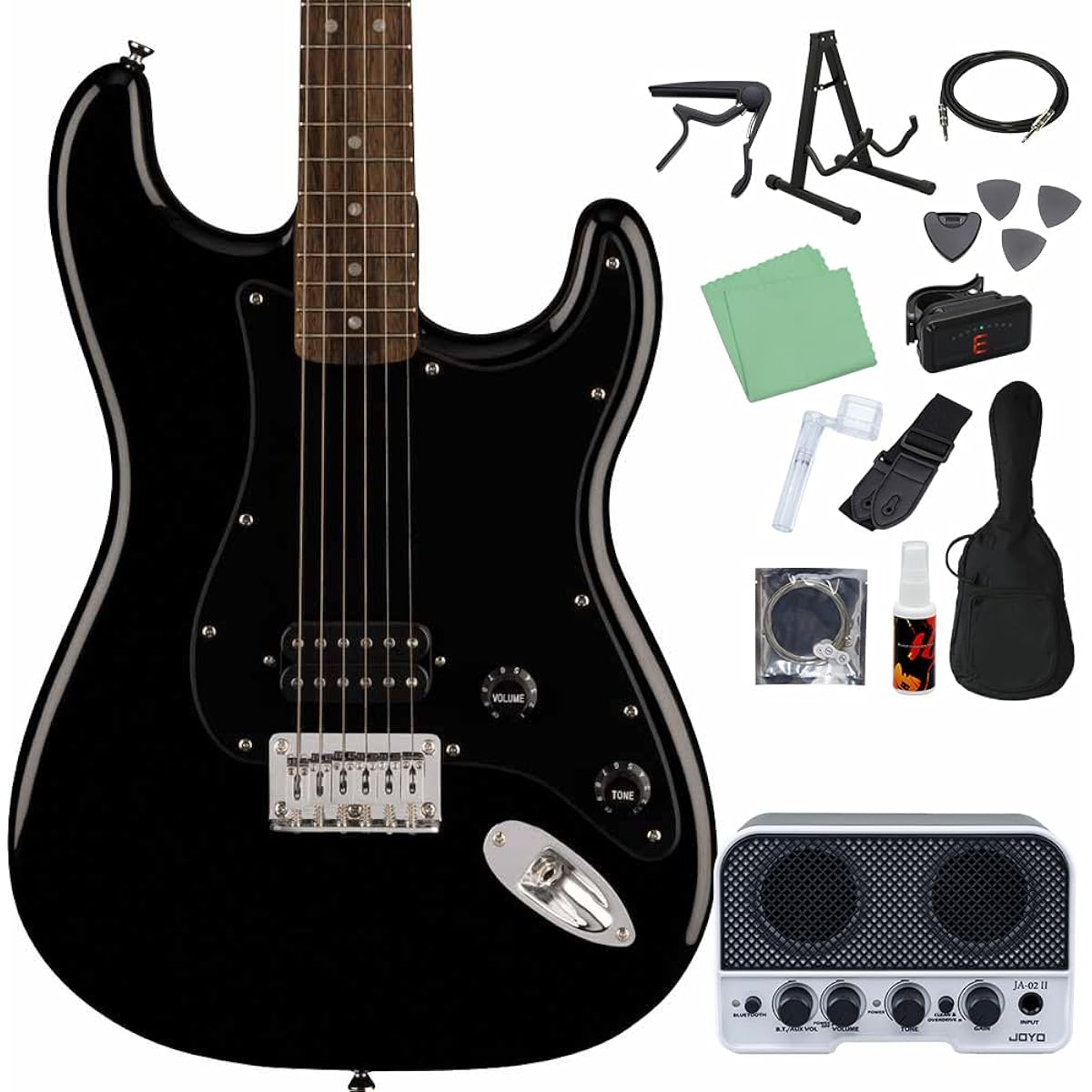Squier by Fender SONIC STRATOCASTER HT H Black 14-piece electric guitar beginner set [with Bluetooth mini amp] Stratocaster hardtail 1PU Squier/Squier
