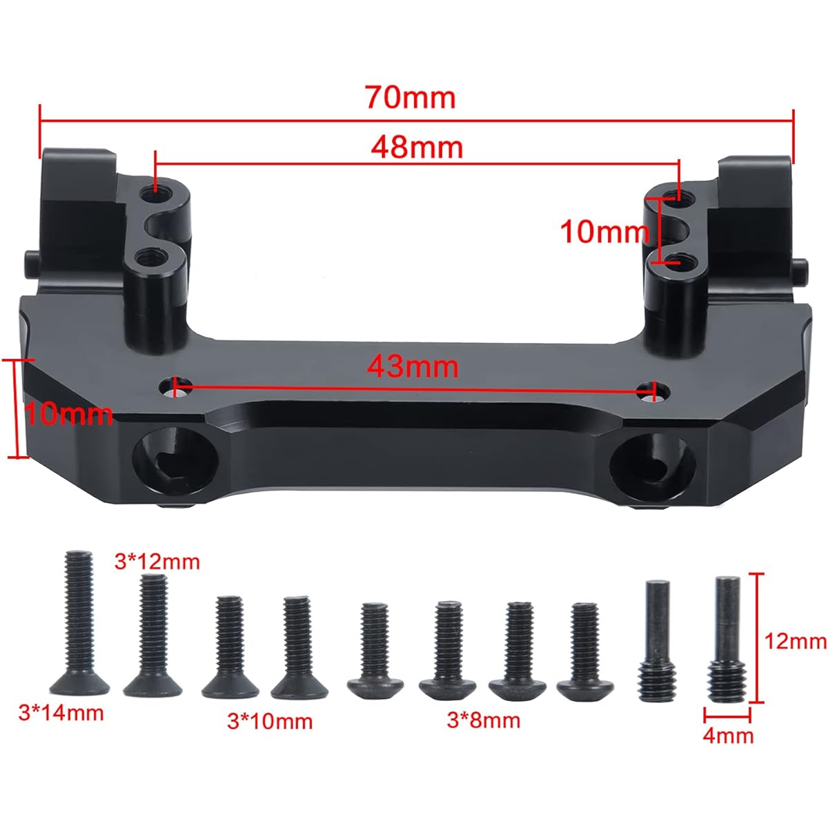 Que-T Alloy Front Bumper Mount Servo Bracket for 1/10 Axial SCX10 III AXI03007 RC Crawler Car Upgrade Parts