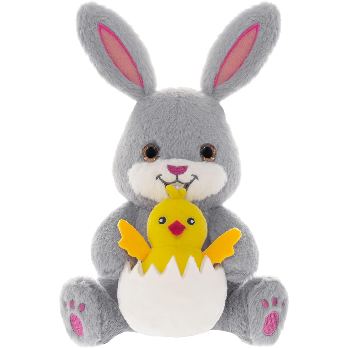 Onory Easter Bunny Stuffed Animal Rabbit 10 Inch Stuffed Egg Chick Cuddle Washable Girls Kids Baby Boys (Gray)