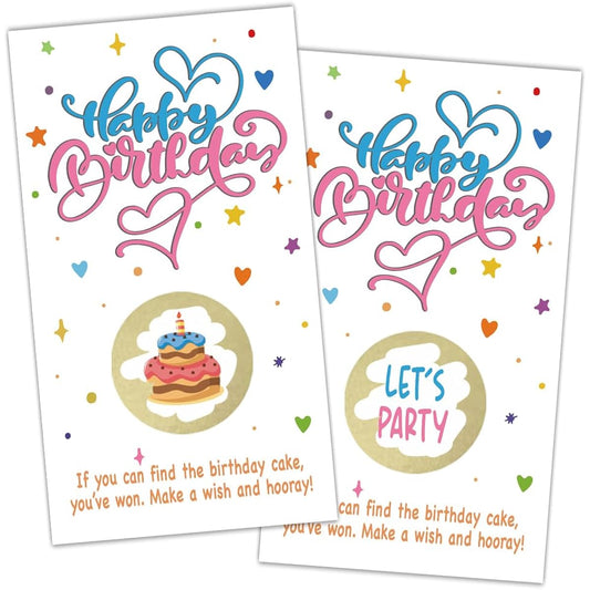 153REWIDPARTY Colorful Birthday Party Scratch Off Game Cards (32 Pieces) Happy Birthday Scratch Off Tickets Christmas Holiday Special Event Raffle Tickets Funny Birthday Game Supplies for Kids Teens Adults