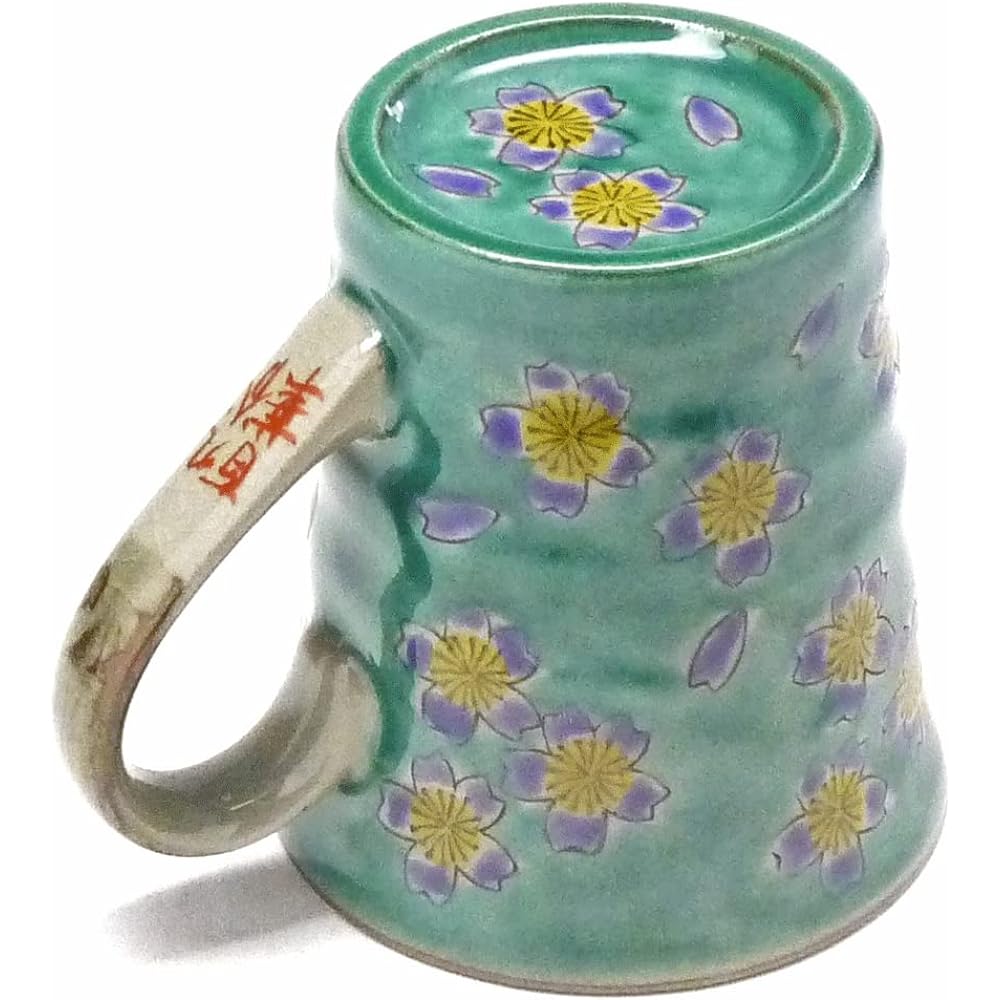 Kutani ware [Mug] Green cherry blossom heart [Back picture]