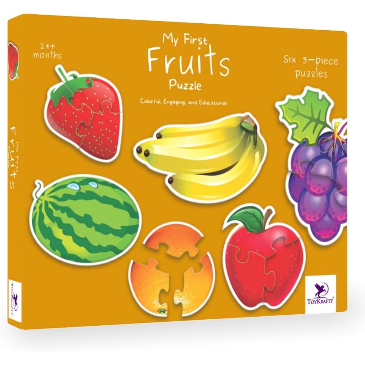 Toykraft: My First Puzzle - Fruits - 6 Chunky Self-Collecting Matching Puzzle for Toddlers & Preschoolers