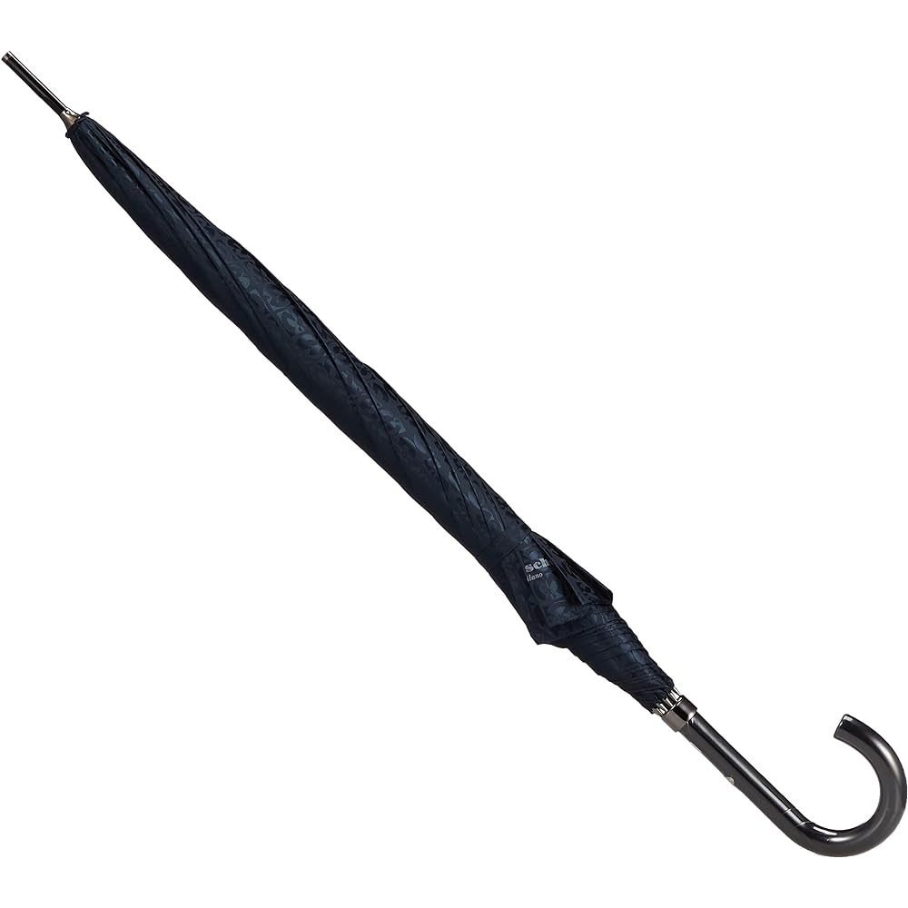 [Moonbat] Men's Long Umbrella Mila Schon Logo Jacquard Men's Umbrella Windproof Umbrella Long Umbrella Jump Umbrella Men's Deep Blue Rib Length: Approx. 65cm