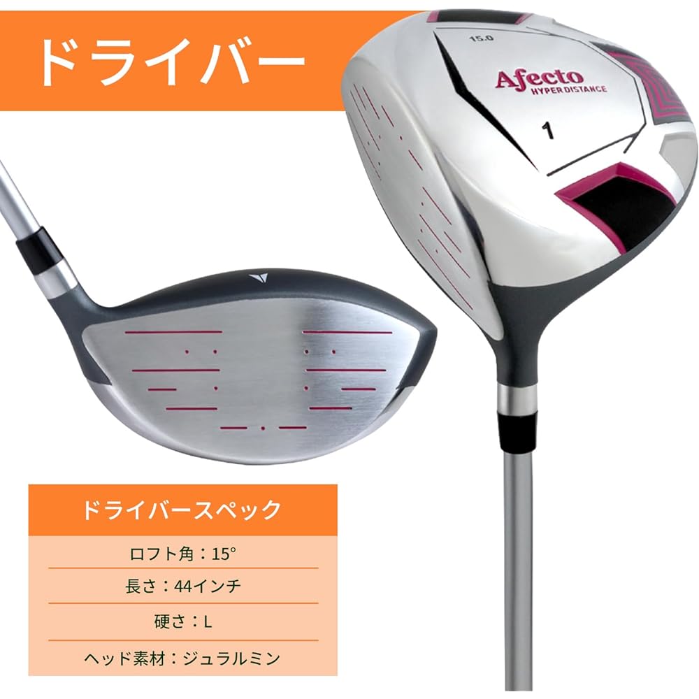Afecto Women's Golf Lefty Club Set for Left-Handed, 8 Piece Set with Selectable Caddy Bag (1W/5W/7U/7I/9I/PW/SW/Putter) L Shaft