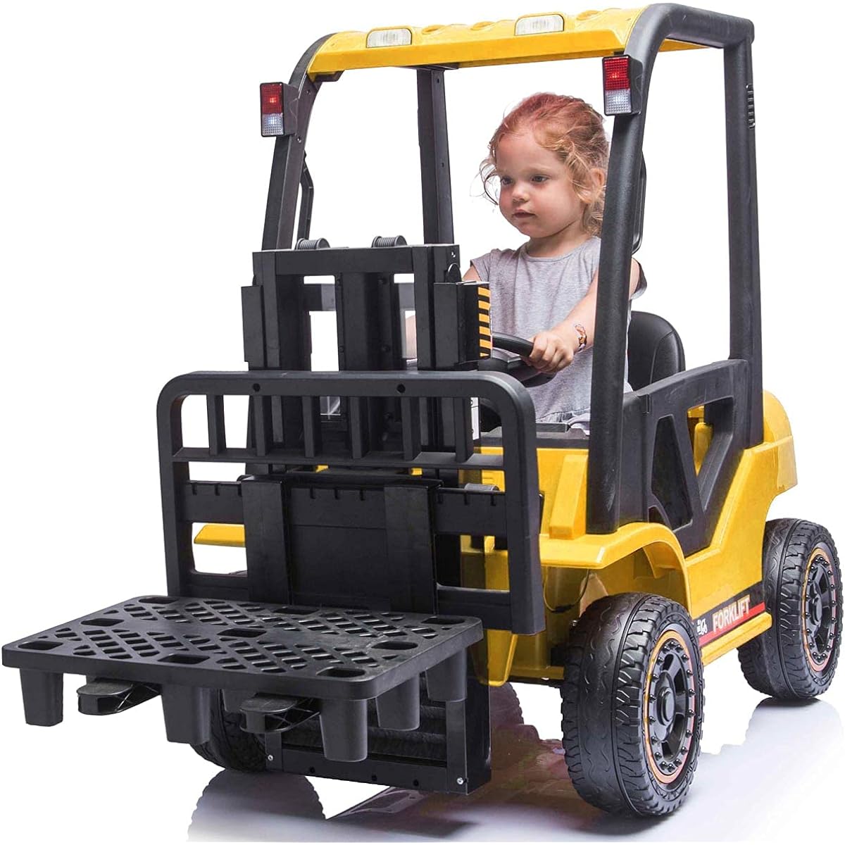 Electric Ride-on Car, Ride-on Radio Controlled Car for Kids, Electric Forklift DLS-08, Lift can be operated with a lever, Large Electric Ride-on Radio Controlled Car, Ride-on Toy, Electric Car, Car Toy, Vehicle Toy (Yellow)