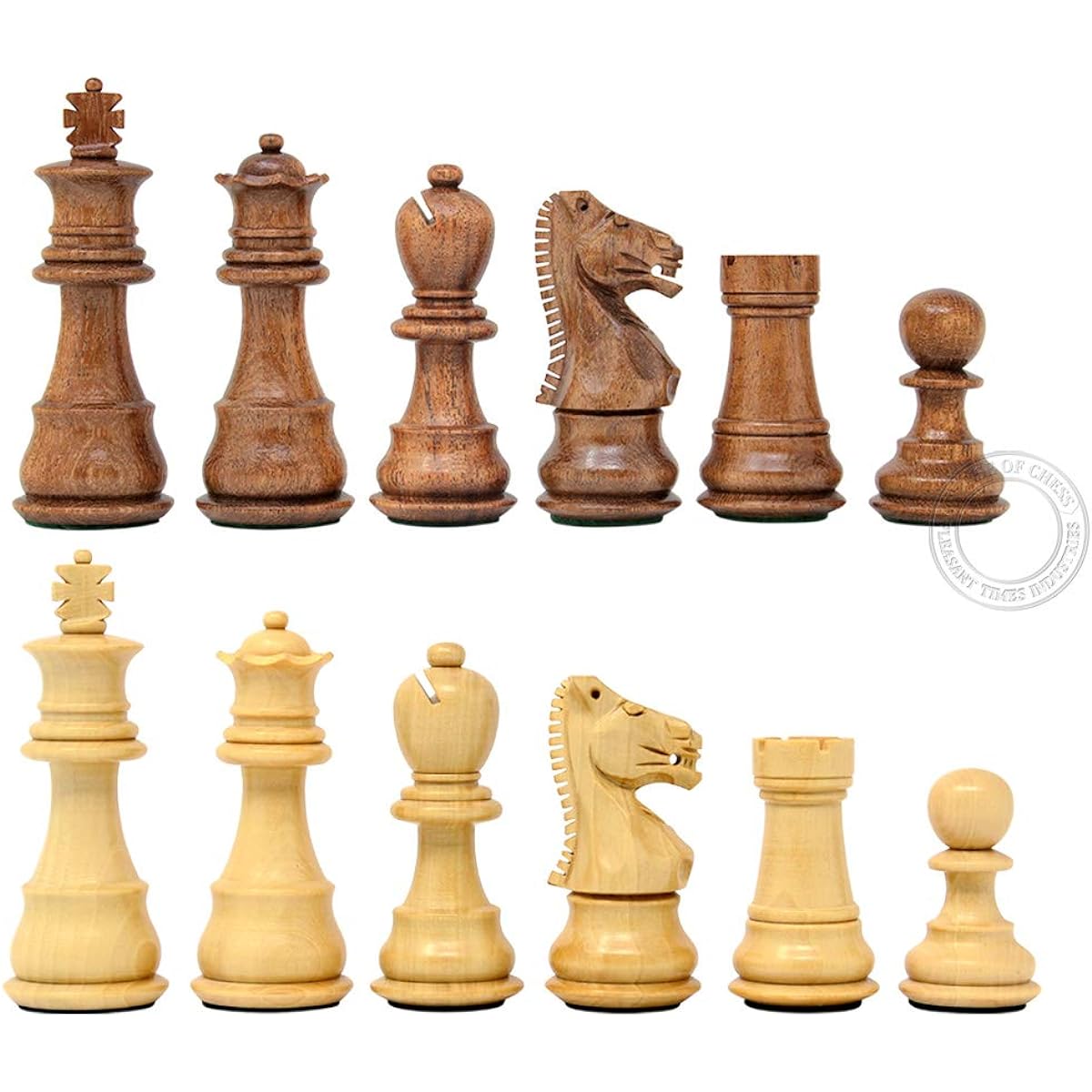 Home Chess - Ringy Rosewood (Acacia Rhodoxylon) / Boxwood Galaxy Staunton Chess Set Wooden Pieces - King Height: 3" (76mm) - Triple Weighted with Leatherette Chess Storage Box