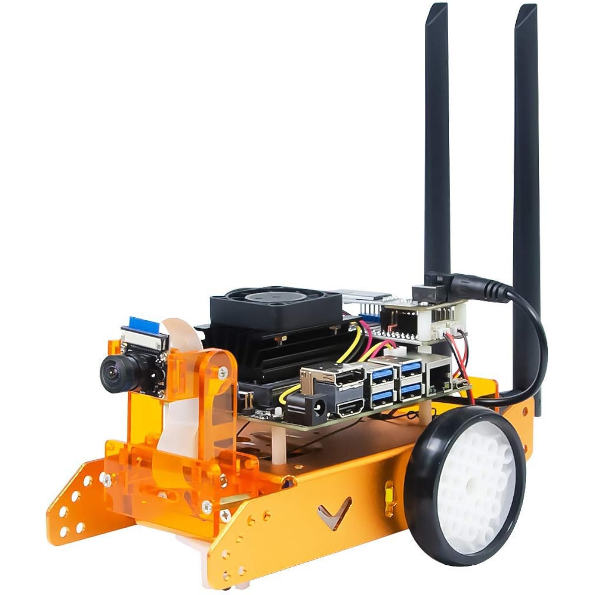 XiaoR Geek Jetbot AI education kit implements NVIDIA's Jetson Nano self-driving algorithm (Orange, Without Jetson nano)