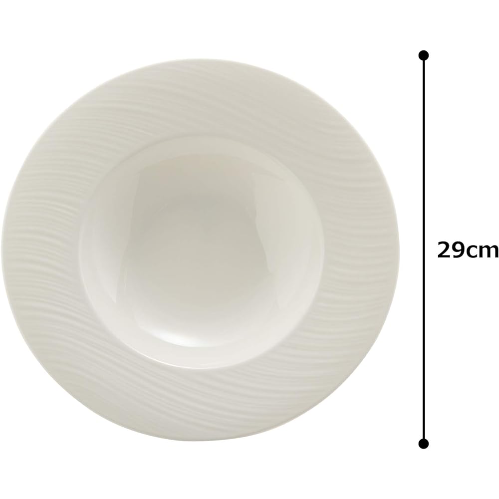 NARUMI Plate Aria 29cm White Simple Stylish Relief Rim Pasta Dish Deep Dish Microwave Warming Dishwasher Safe Gift Box Included 50763-5473