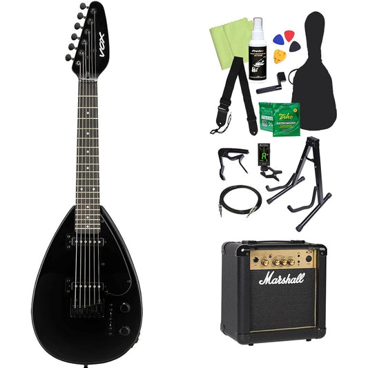 VOX MK3 MINI Electric Guitar Beginner 14-Piece Set [With Marshall Amplifier] SLBK Mini Guitar Travel Guitar Short Scale Teardrop Shape Box