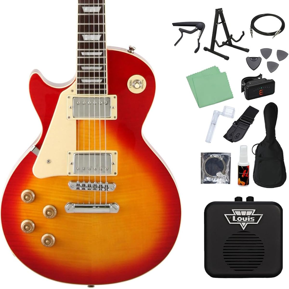Blitz by AriaProII BLP-450/LH CS Electric Guitar Beginner 14-piece Set [With Mini Amp] Les Paul Standard Cherry Sunburst Left-Handed Blitz