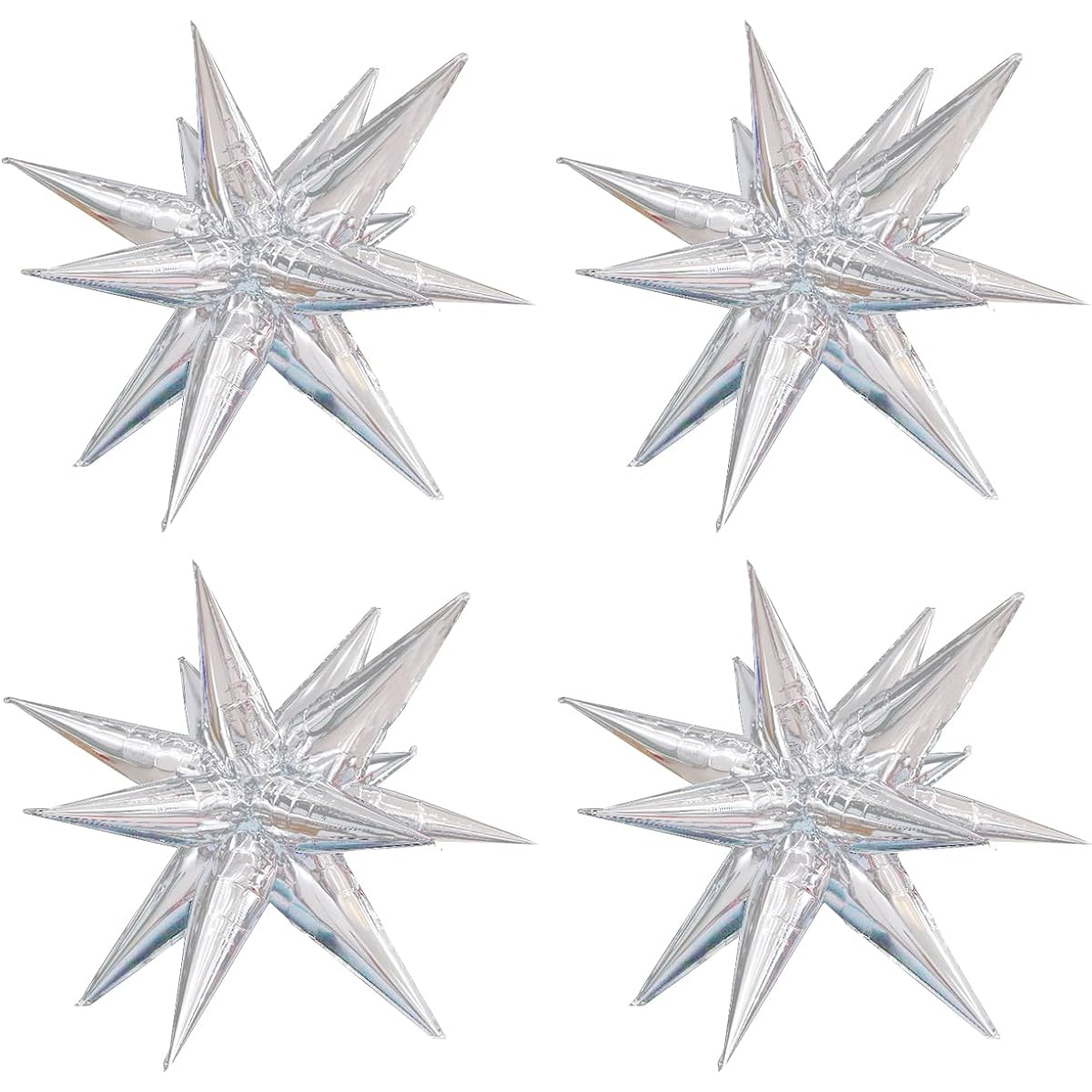 50pcs Big Silver Star Balloons 26inch Exploding Star Foil Balloons 13 Point Star Balloons Silver Starburst Balloons Birthday Party Decorations Supplies Wedding Baby Shower Photo Booth