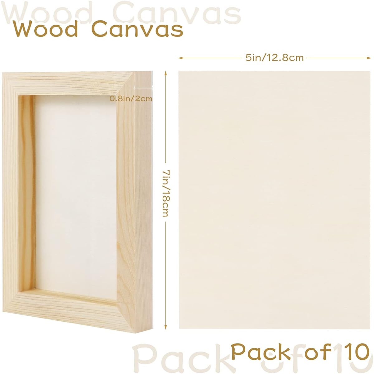 Bercoor 10 Pieces 5 x 7 Wood Panel Boards Unfinished Wood Canvas Painting Art Pouring Oil Acrylic