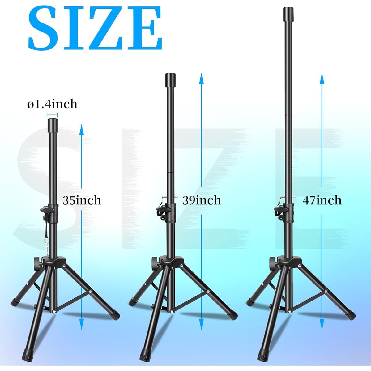 Speaker Stand Pair Height Adjustable Speaker Tripod Stand 24-51 Inch Lightweight Speaker Stand 35mm Perfect for Home Studio Stage Holds 33 lbs Storage Bag Included