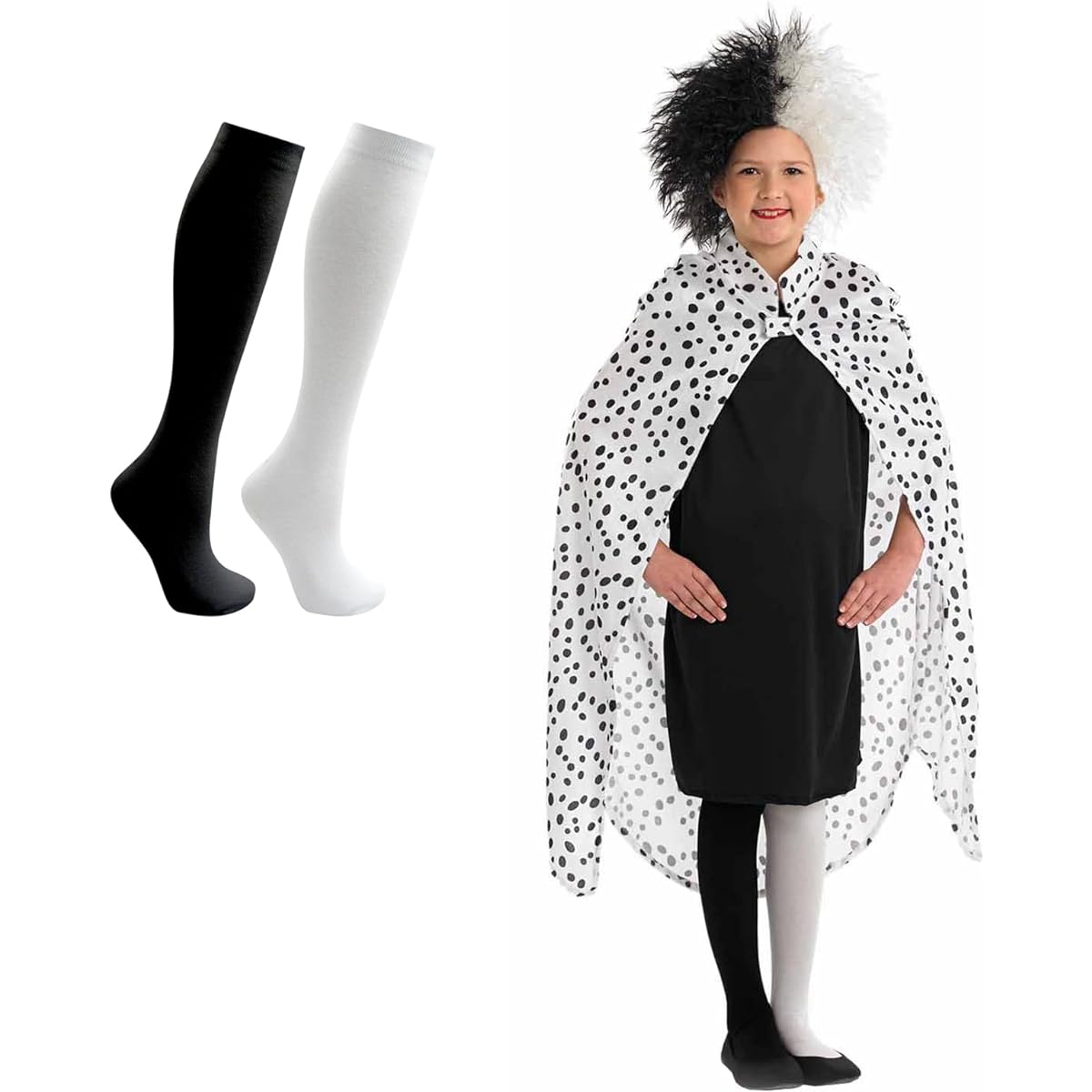 Fun Shack Dalmatian Girl Costume Kids Cosplay Villain Diva Halloween Costume Girls Sizes S M L XL
