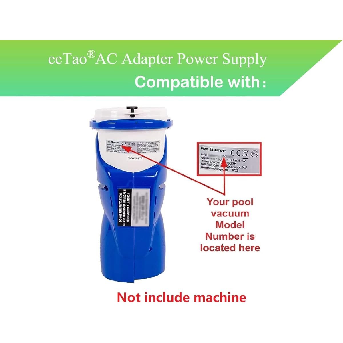 eeTao 2 Pin AC/DC Adapter Charger Water Tech LC099-2SK Pool Blaster Catfish Li 20050CL Ultra 21051DL Pulse 22151EL 22051EL CENT2012 Hydro 500 26051SL Volt FX-4 Eclipse 24050GL iVac 250