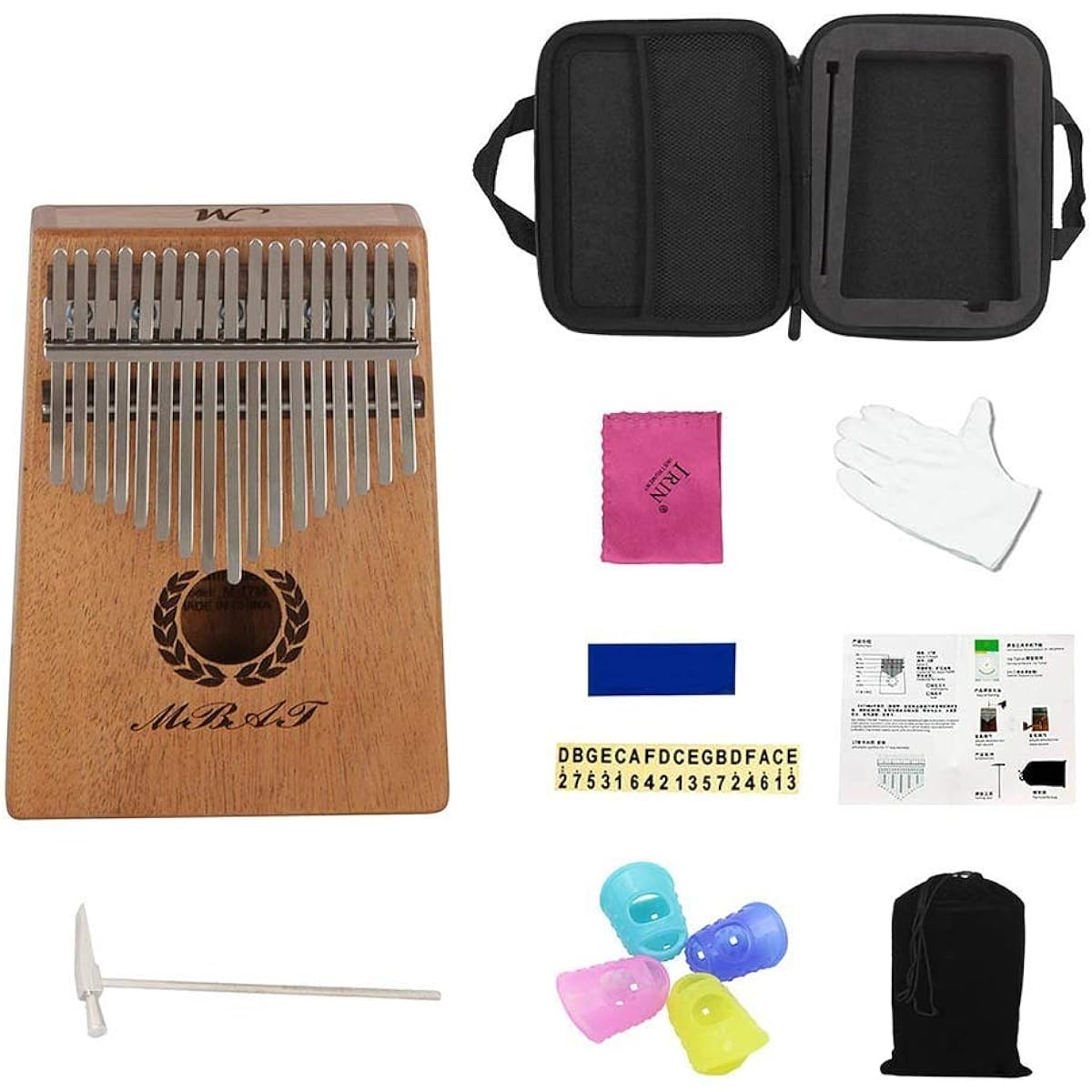 Thumb Piano Portable 17 Keys Kalimba Thumb Piano Mbira Mahogany Wood Storage Case Carry Bag with Stickers African Musical Instrument