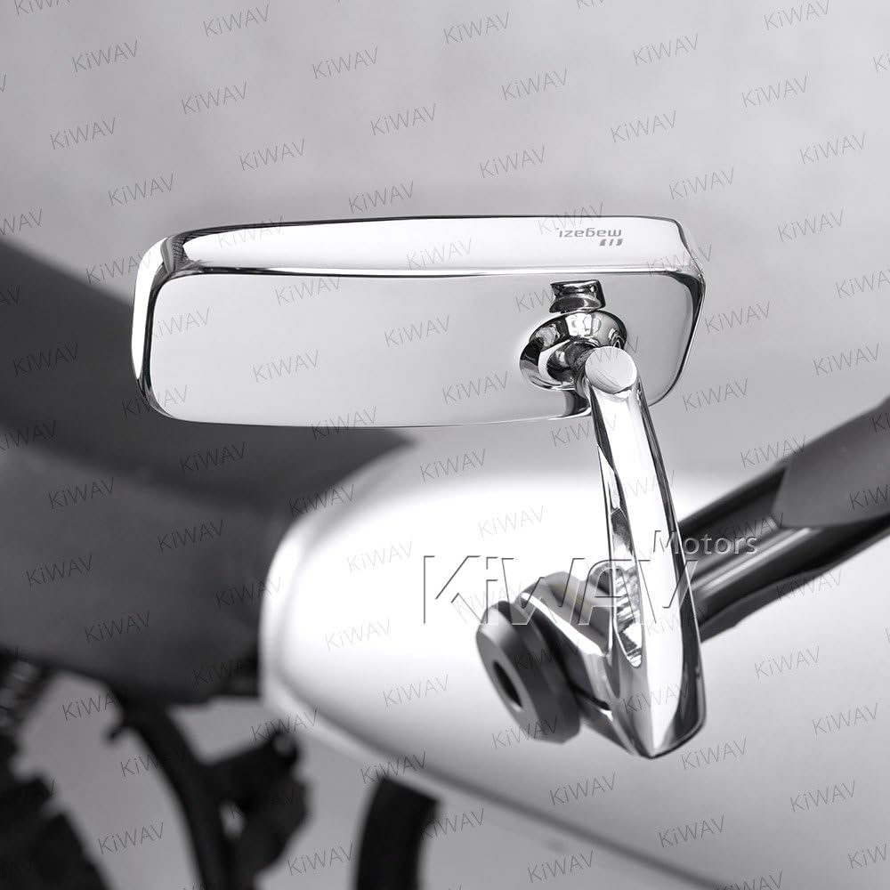 KiWAV Bar End Mirror Classic Chrome Can be attached to M12 threaded handle, left and right set