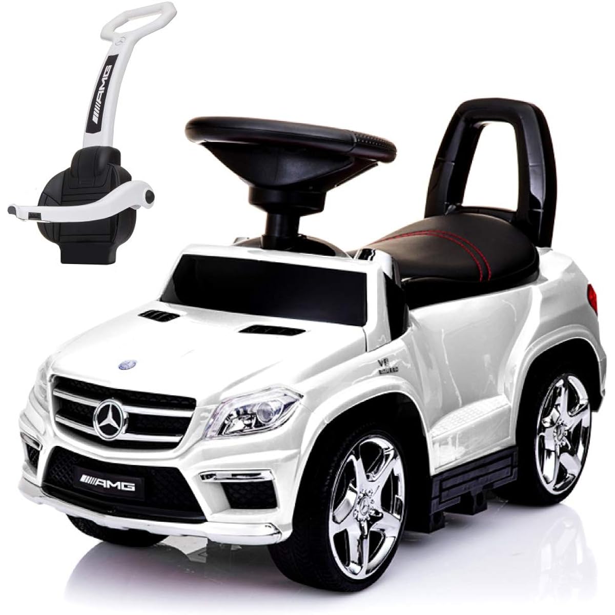 Ride-on toy, perfect as a gift, high quality, kick or push, 2-way, white, Mercedes-Benz GL63 [parallel import]