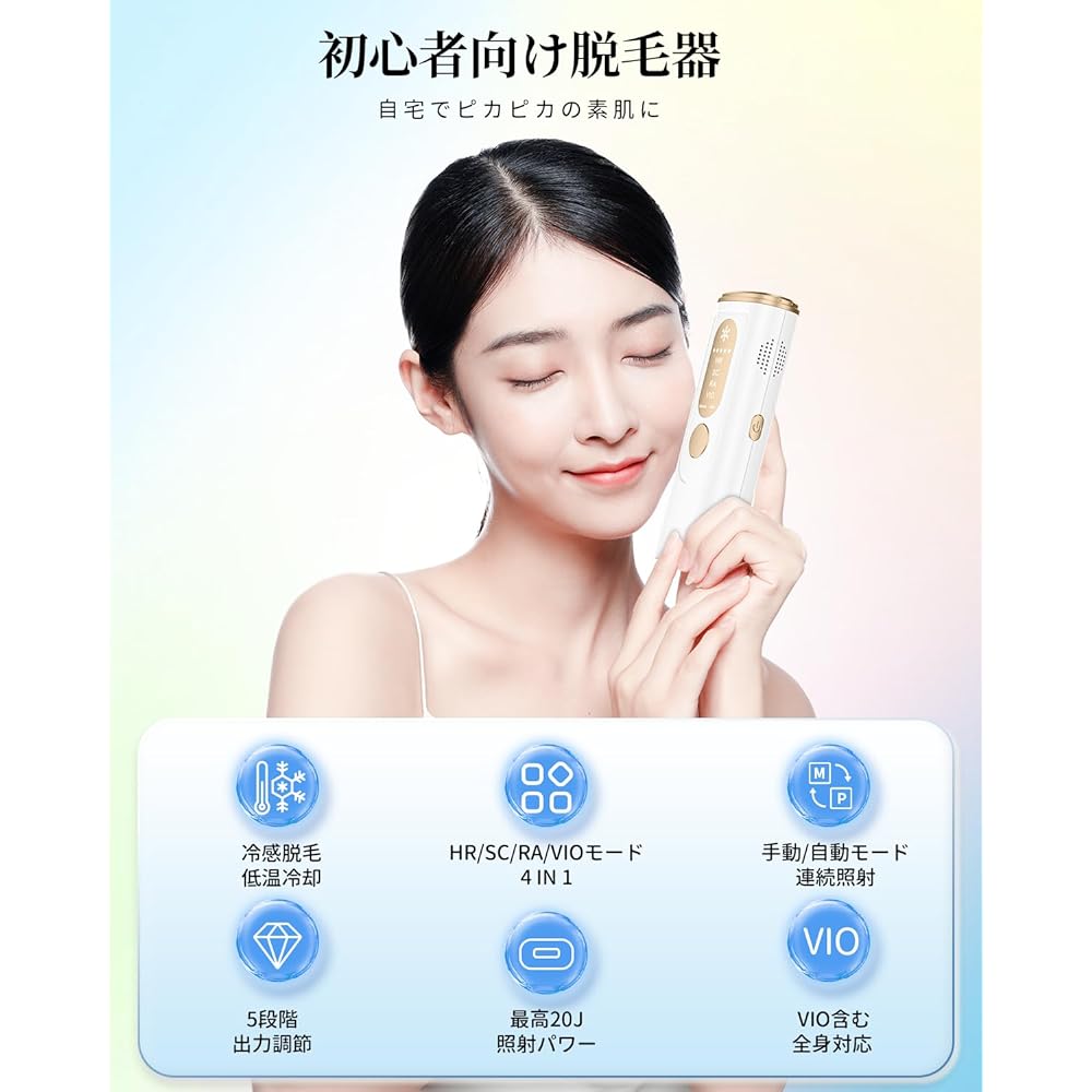 Epilator, Men's, Women's, Cold Sensation, Painless, HR/SC/RA/VIO Compatible, 4-in-1 Multi-Function, Unlimited Number of Irradiation, Full Body Care, Face, Beard, Arms, Thighs, etc., 2024 Latest Salon