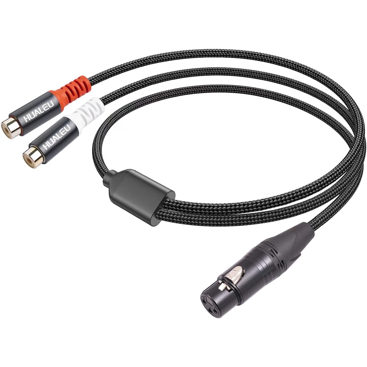 HUALEU 1ft XLR Female to 2RCA Female Y Splitter Patch Cable Unbalanced Dual RCA Female to XLR Female Audio Interconnect Cable Adapter for Speaker Condenser Microphone Mixer AMP