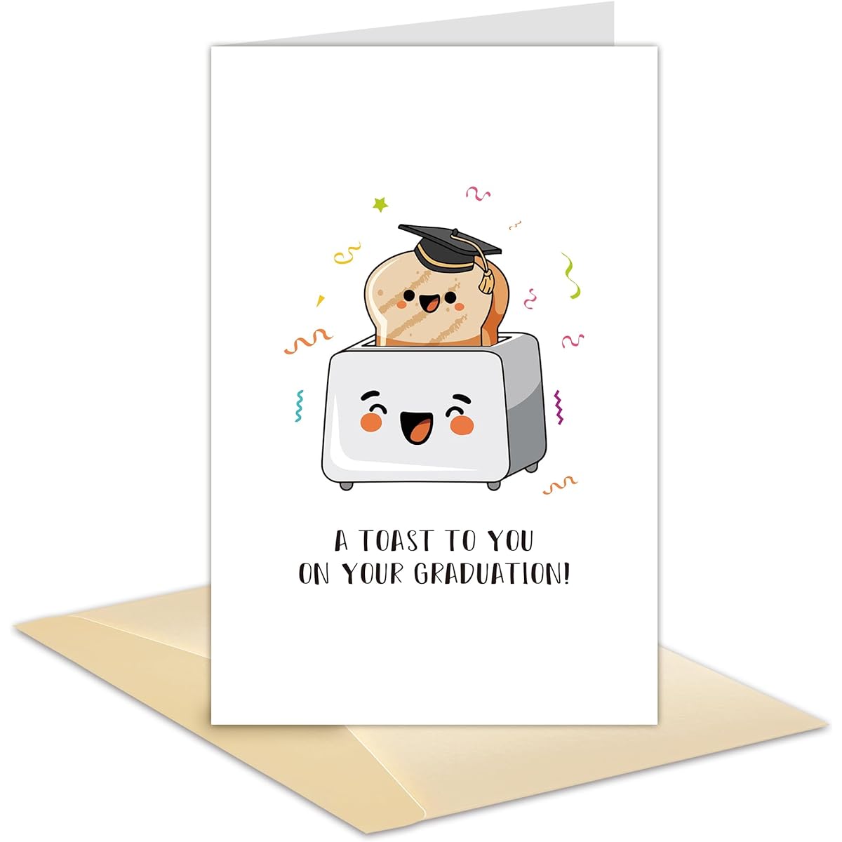 Hippeny Cute Toast Graduation Card, Graduation Congratulations Card, Encouragement Card for Son Daughter, Friend, Results Day Graduation Gift