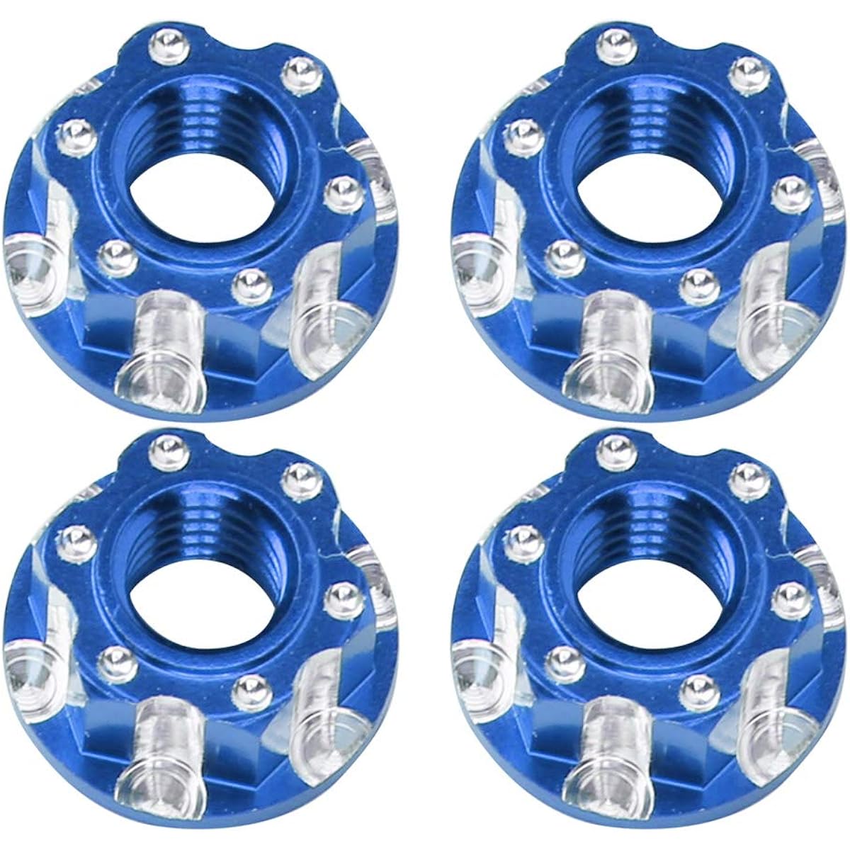VGEBY RC Hex Nut M4 Carving Hex Nut Aluminum Alloy Wheel Hex Nut HSP Sakura D3 D4 1/10 RC Car (Dark Blue) Pack of 4