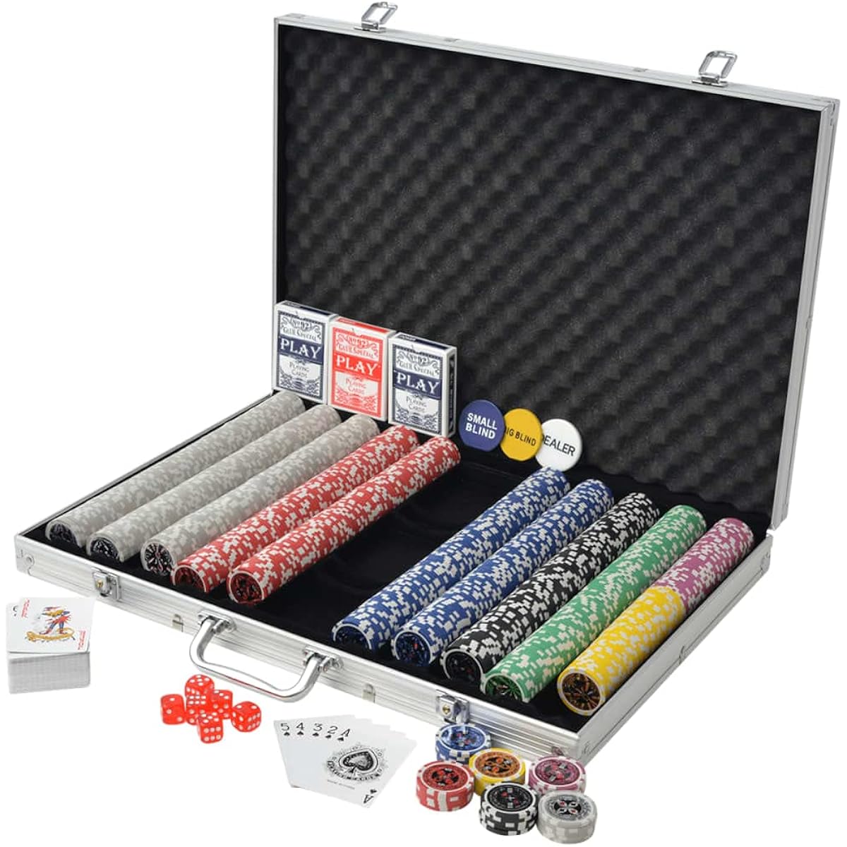 vidaXL Poker Set, 1000 Laser Chips, Aluminum