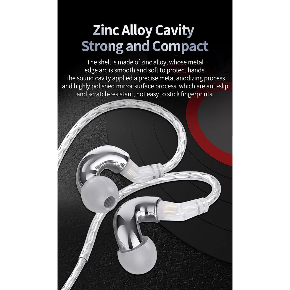 Keephifi IEM BL-Mini Zinc Alloy Cavity, 6mm Lightweight Diaphragm Earbuds 2 Pin Detachable Cable HiFi Bass IEM Headphones for Music Sports and Video (No Microphone, Gun)
