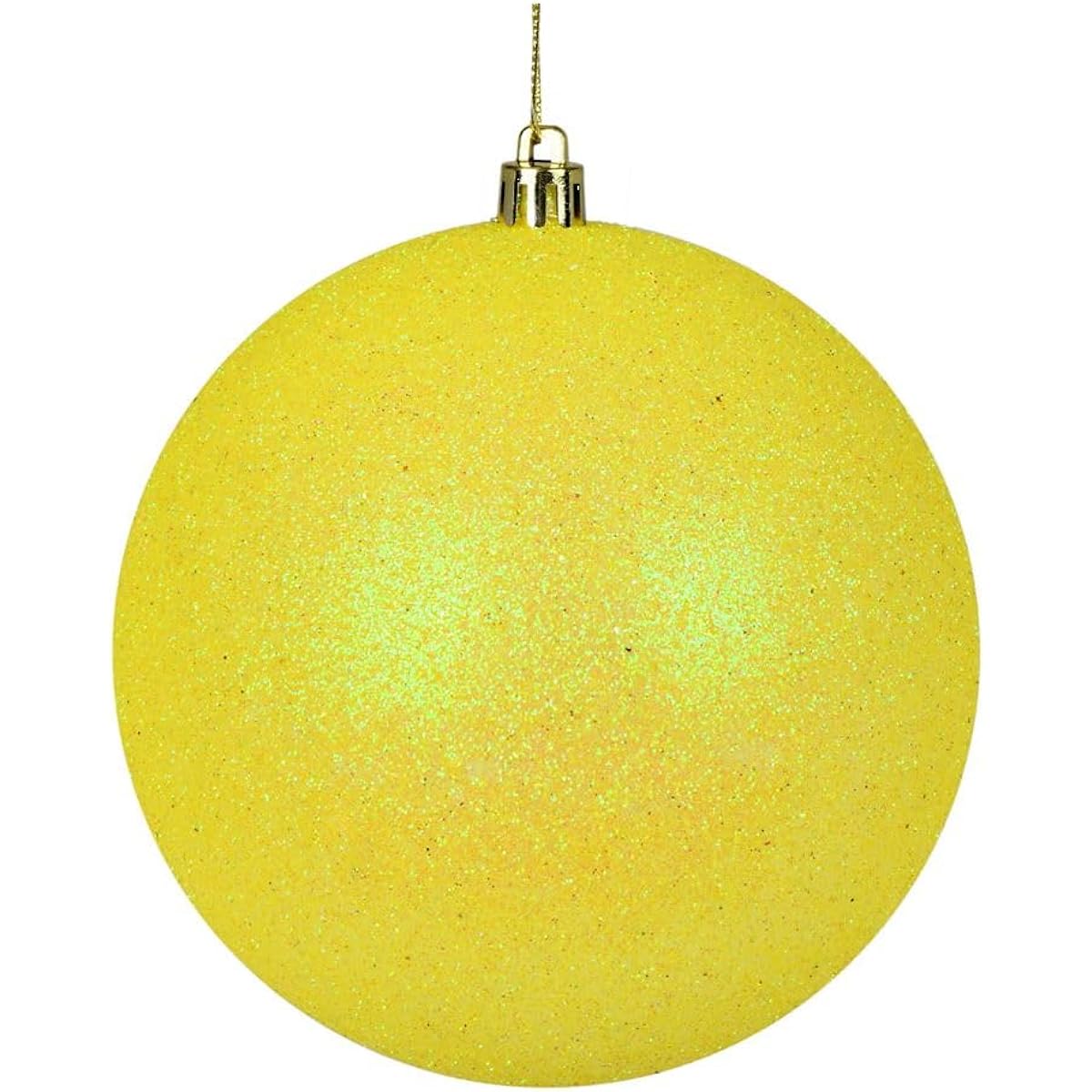 Vickerman 3" Yellow Glitter Ball Ornaments - 12 ornaments per pack.