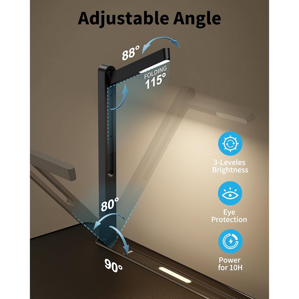 SAIJI Bed Table, LED Light, 3 Levels Brightness Adjustment, Mini Table, Storeable, Folding Table, Laptop Stand, PC Table, Chabu Stand, Book Stand, Angle, Height Adjustment, Drawer Included, 40 kg Load