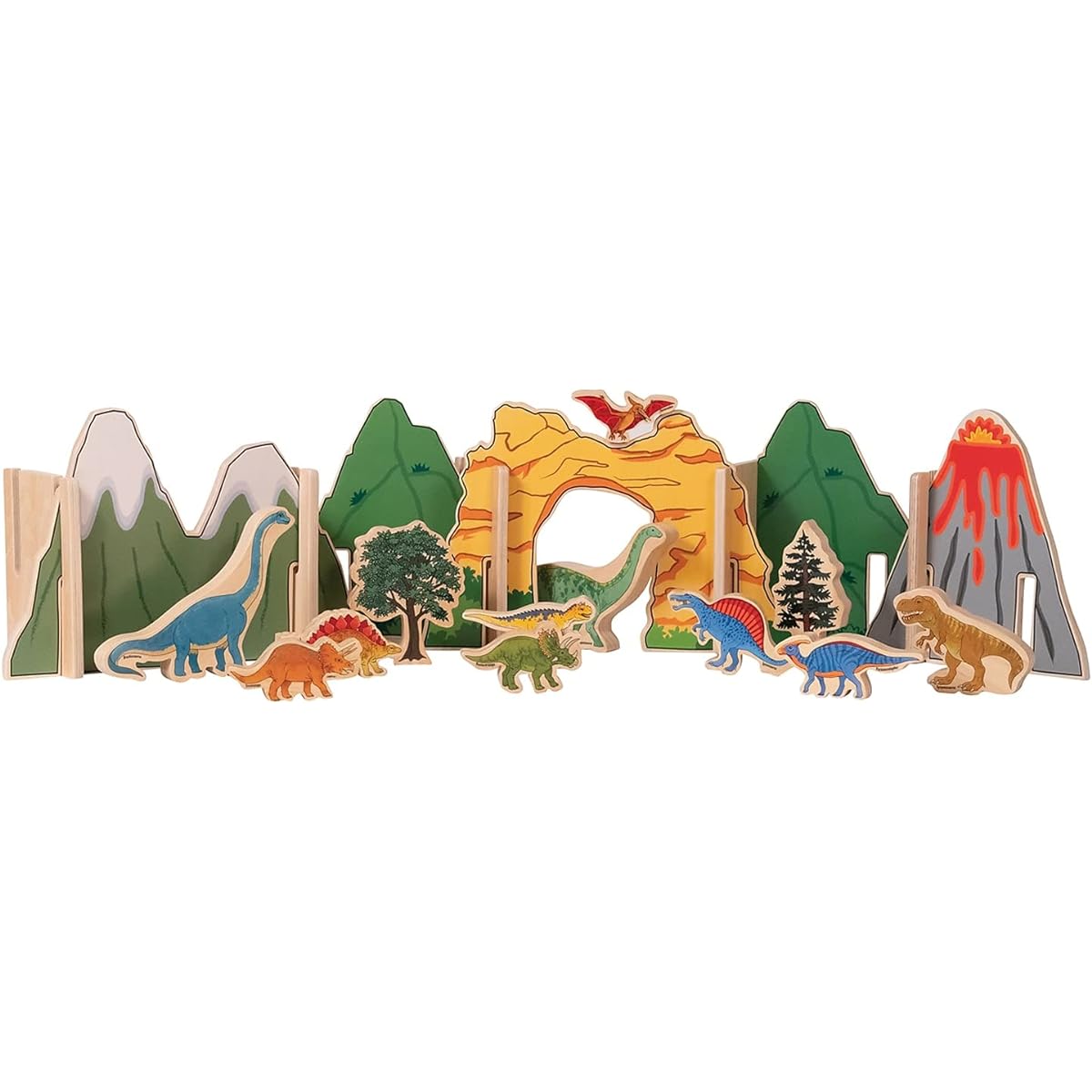 wooden dinosaur set