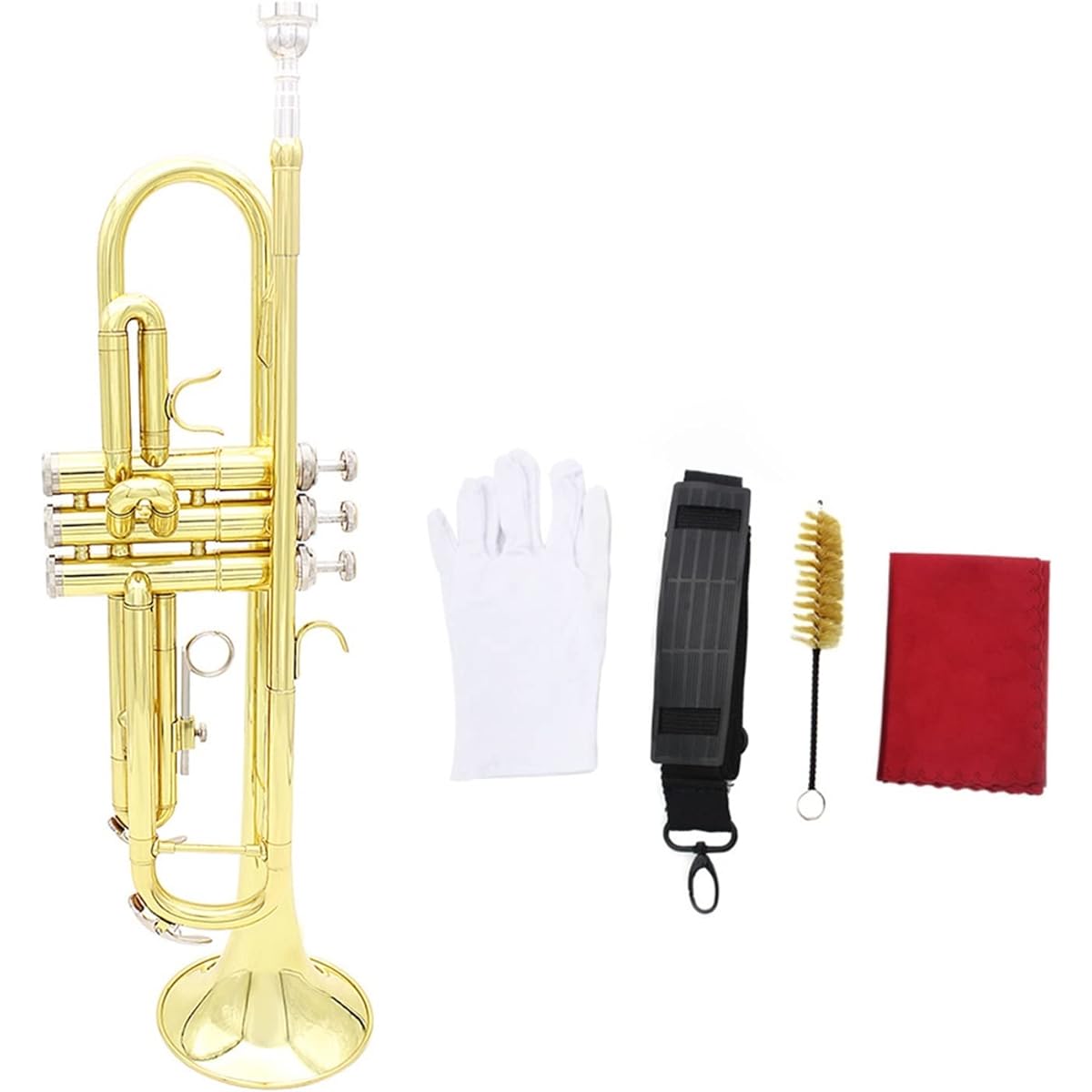 Exquisite BB B Flat Trumpet with Mouthpiece Cleaning Brush Cloth Gloves Brass Trumpet (Color : 1)