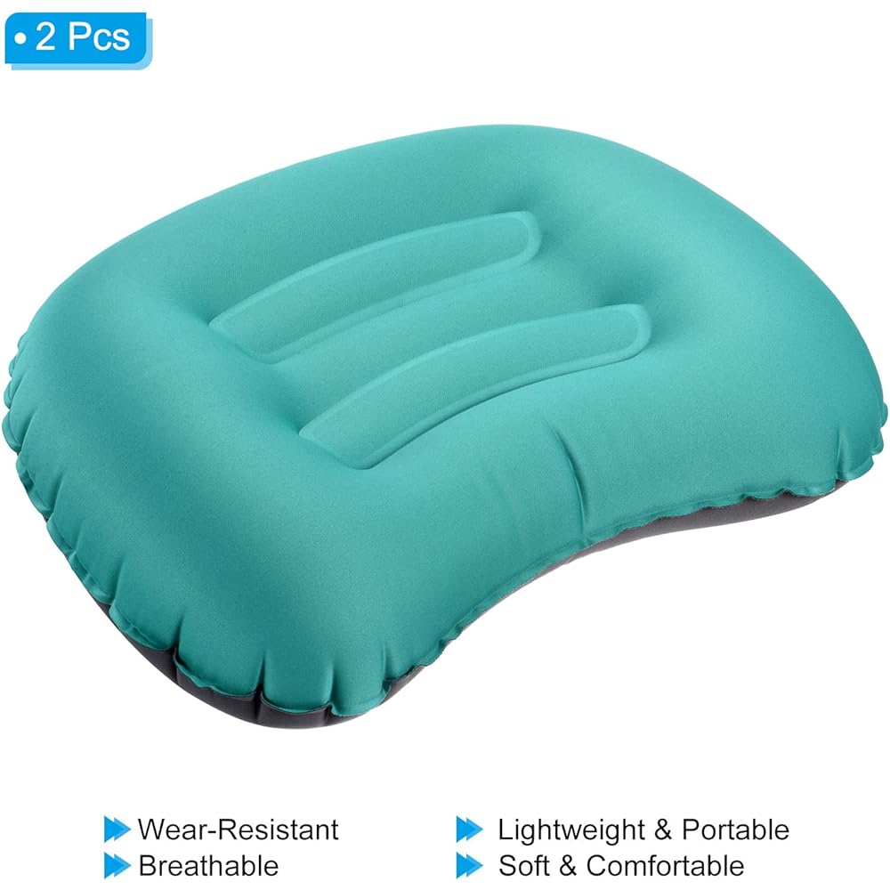 PATIKIL 2pcs Inflatable Pillow Large 43 x 32 cm Ultralight Camping Travel Pillow Desk Rest Cushion Sleeping Pillow for Hiking Backpacking Office Teal Blue