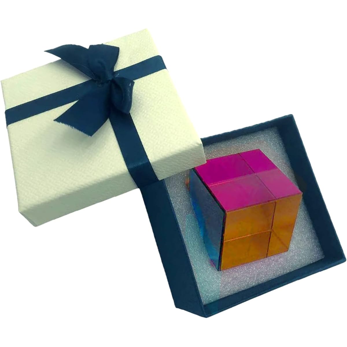 Coolbe 2.0inch (50mm) Crystal Glass Cube Prism RGB Cube for Office Home Decoration, Cool Science Gadgets, Birthday Gift for Kids