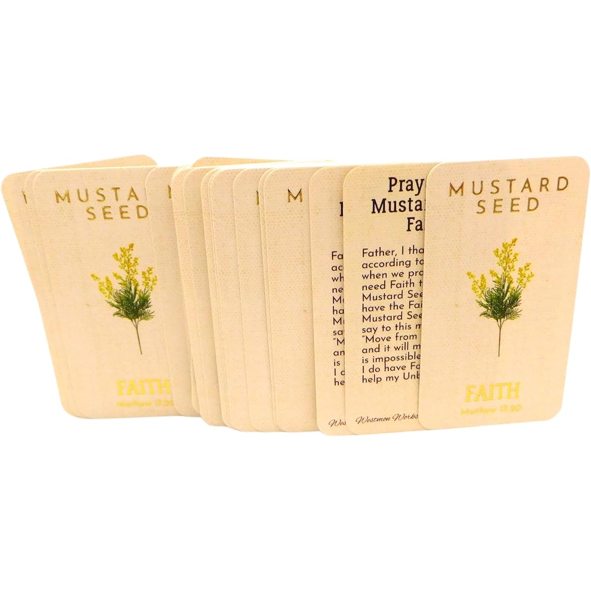 Westmon Works Mustard Seed Holy Cards Bulk Pack Bundle Matthew 17:20 Prayer of Faith, Set of 25
