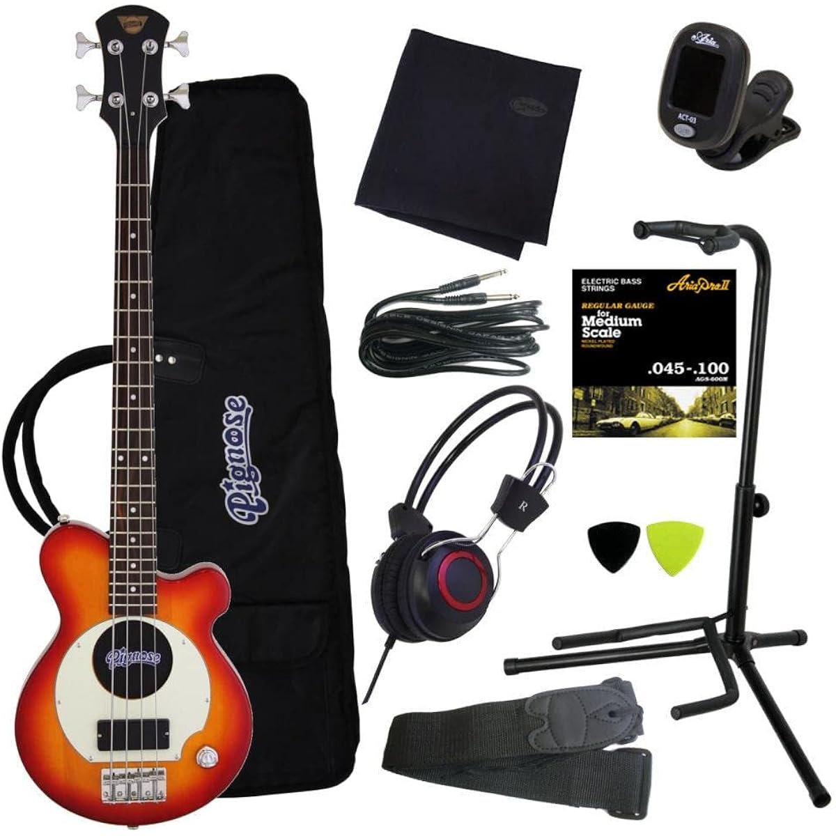 [Luxurious 10-piece base set] Pignose PGB-200 Mini bass with built-in speaker (BrownSunburst)