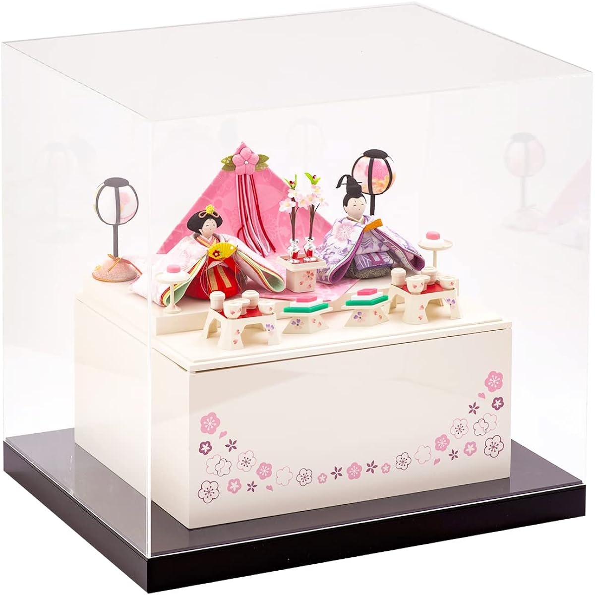 FUN fun Hina dolls, Hina dolls, case decorations, authentic Hina dolls that can be displayed in a 40cm width, compact Hikaru Hina dolls (2 tiers), acrylic case set