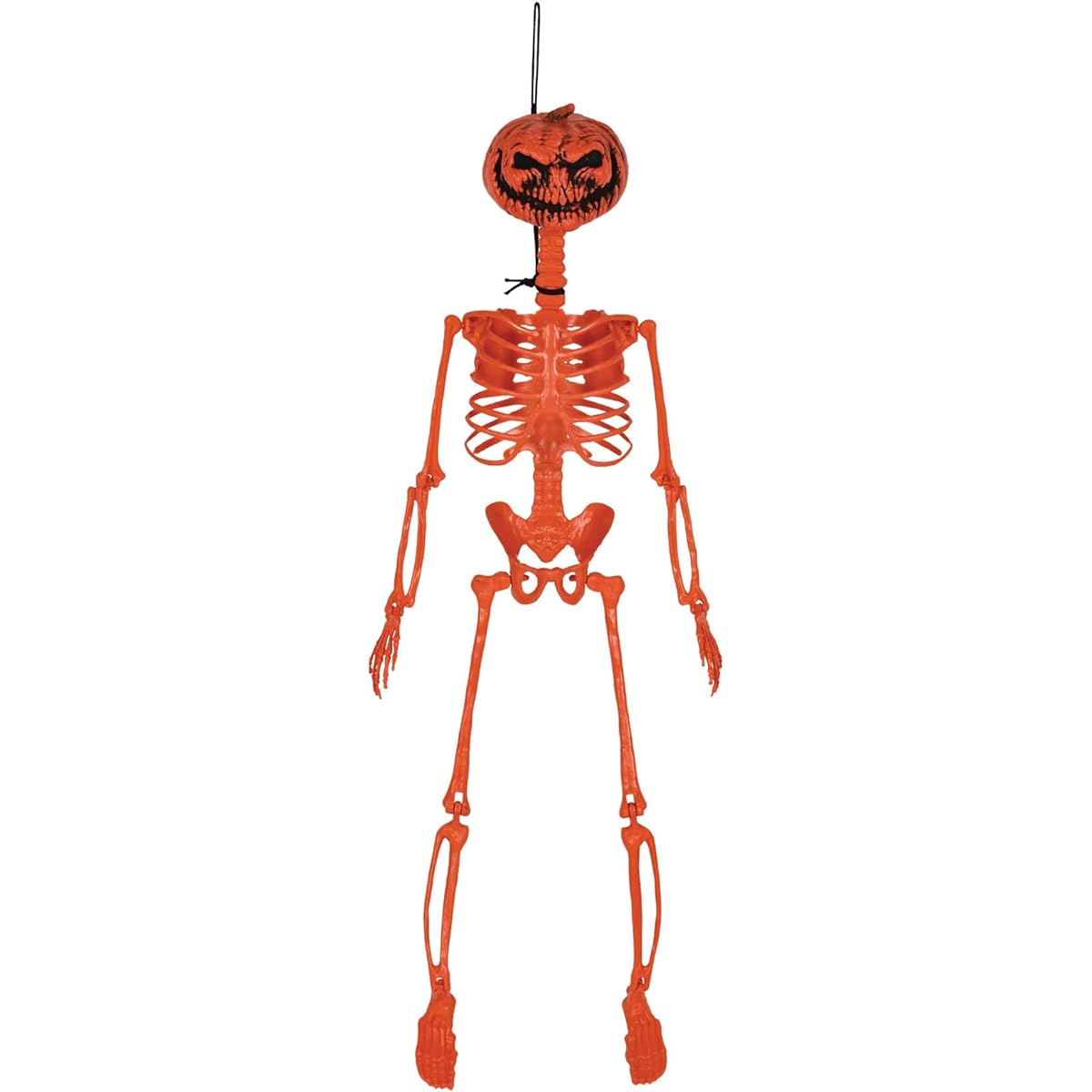 Beistle 27" Plastic Hanging Pumpkin Face Skeleton Halloween Party Decorations for Celebrating with You Since 1900, Orange/Black
