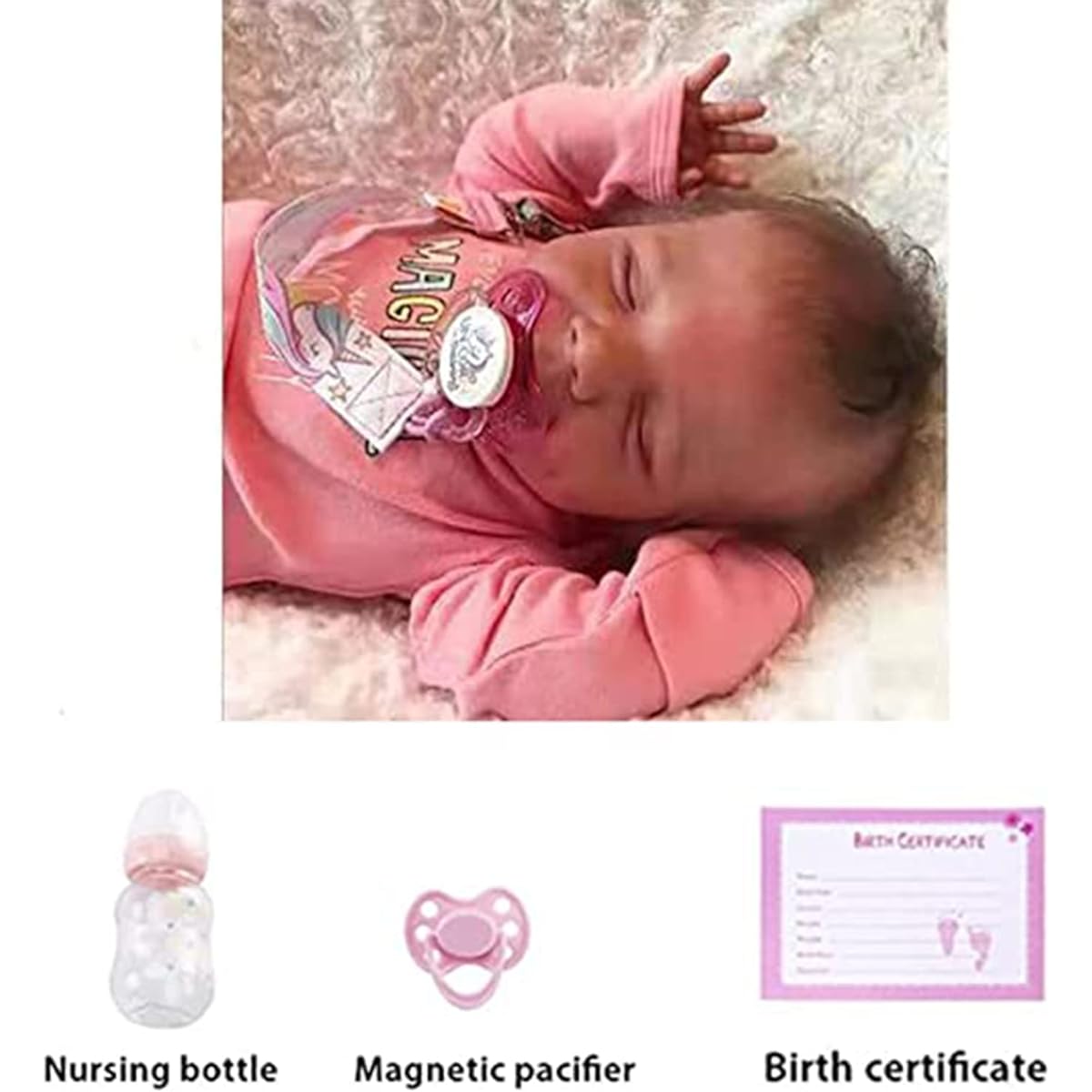 Uvvyui Reborn Baby Doll Girl Realistic Newborn Girl Doll 18inch Soft Vinyl Silicone Lifelike Sleeping Baby Doll with Feeding Toy Reborn Doll Gift Set for Kids