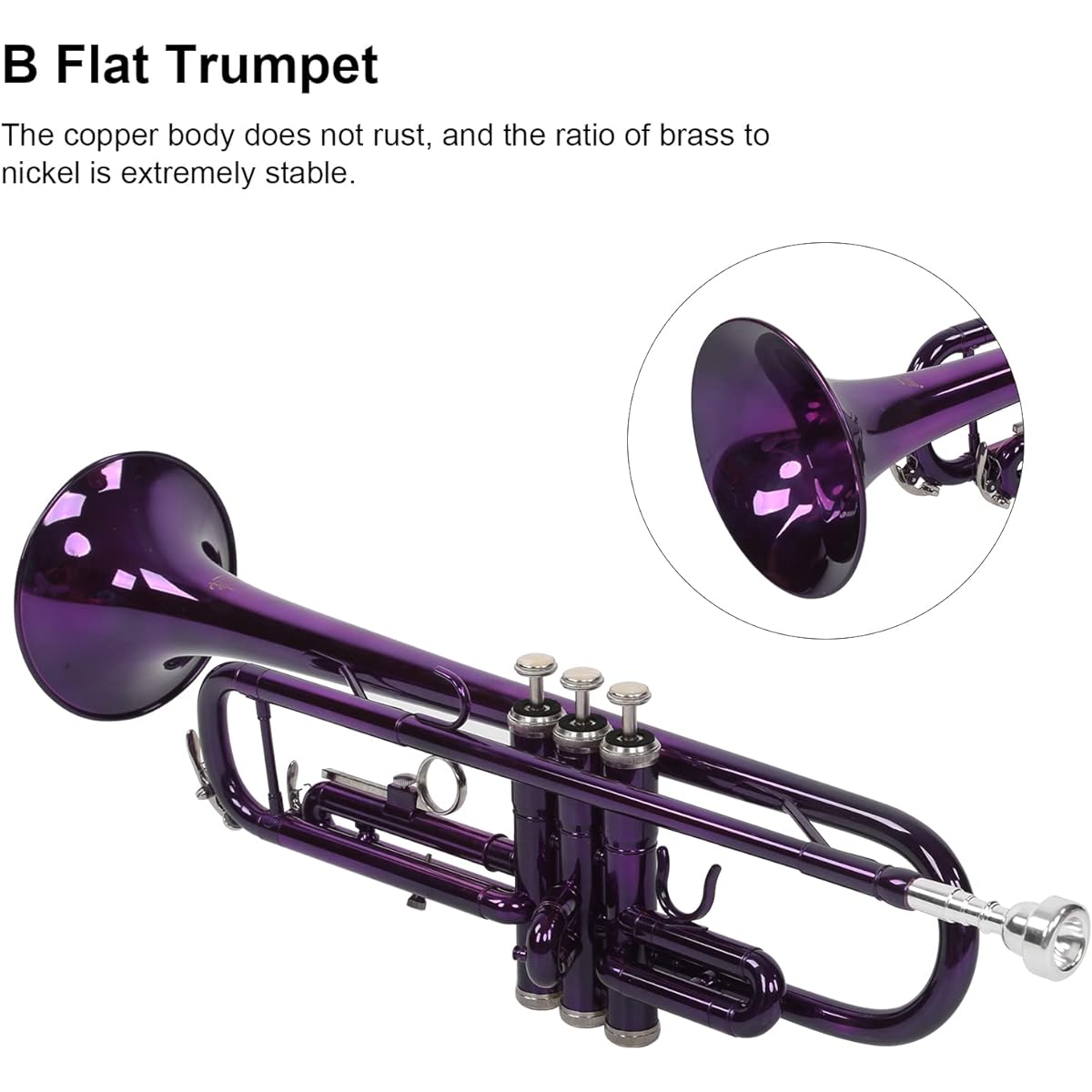 Trumpet Set, Replacement B Flat Trumpet (Purple) for Music Learning