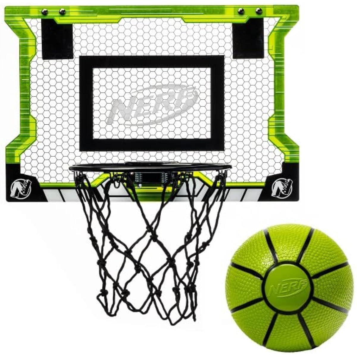 NERF Pro Hoops Basketball Set - Pro Hoops Mini Hoop Set with Mini Basketballs - Steel Rim Perfect for Dunking - Over-the-Door Basketball Hoop