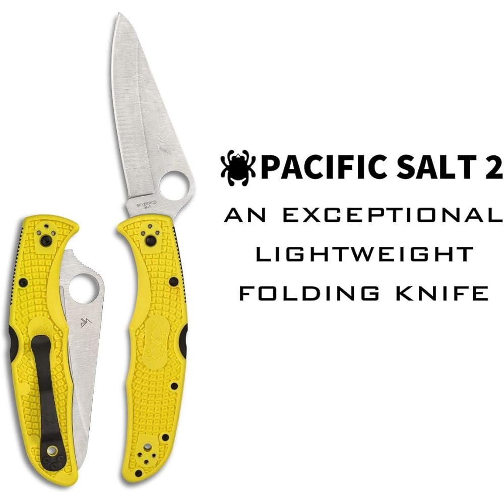 Spyderco Folding Knife Yellow Total Length: 221mm Pacific Salt 2 H-1 [Straight Blade] C91PYL2