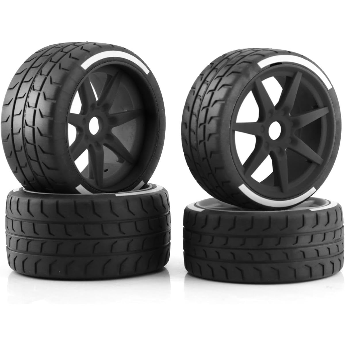 LAFEINA 1/7 Scale RC Tires and Plastic Wheels Set, 17mm Hex Wheels Upgrade Parts for 1:7 ARRMA Felony FSR RC Model Car Truck (Black)