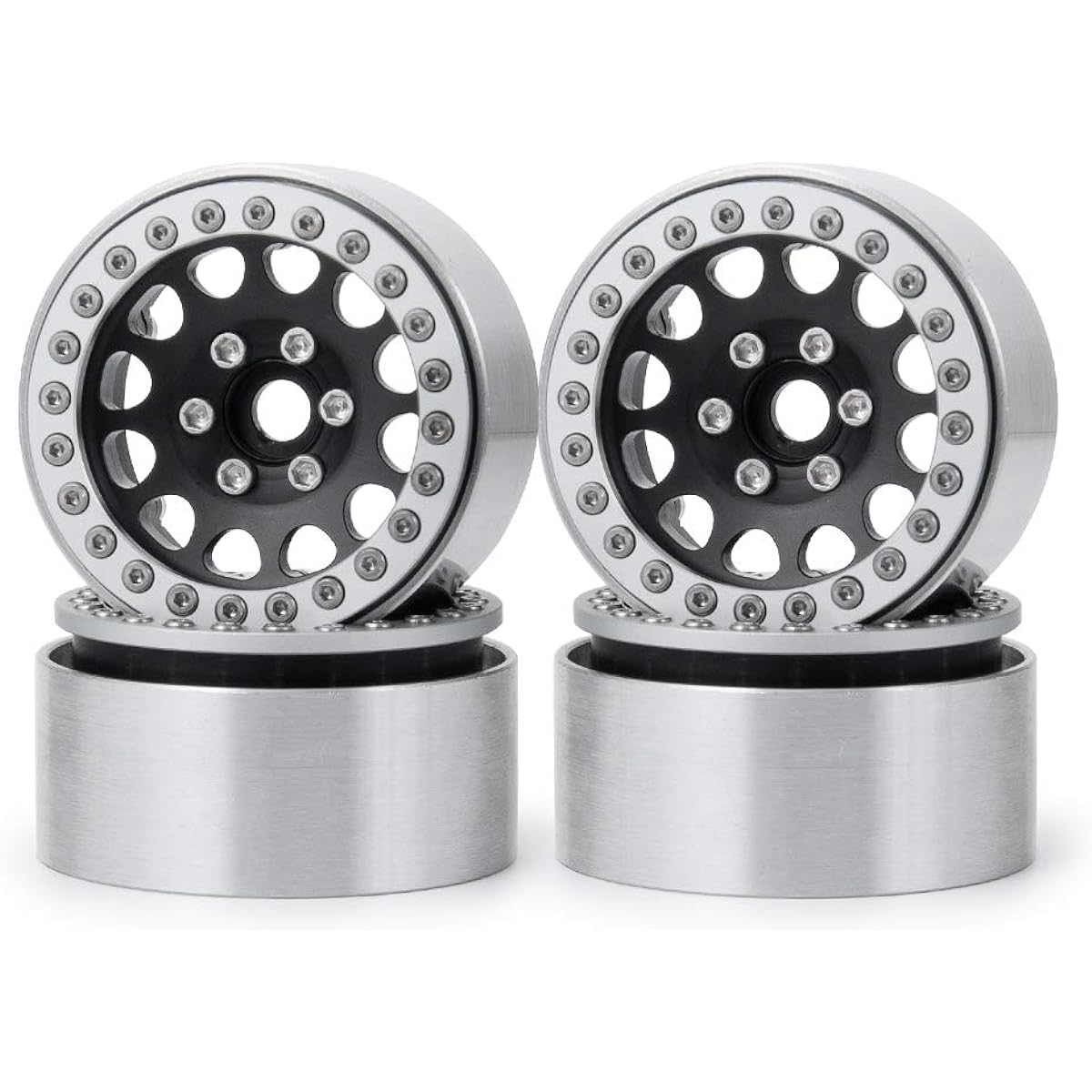 Que-T 1.9 Inch Beadlock Wheel Rim 4 Pieces Wheel Hub for 1/10 RC Crawler Axial Scx10 D90 TRX4 Black Que-T