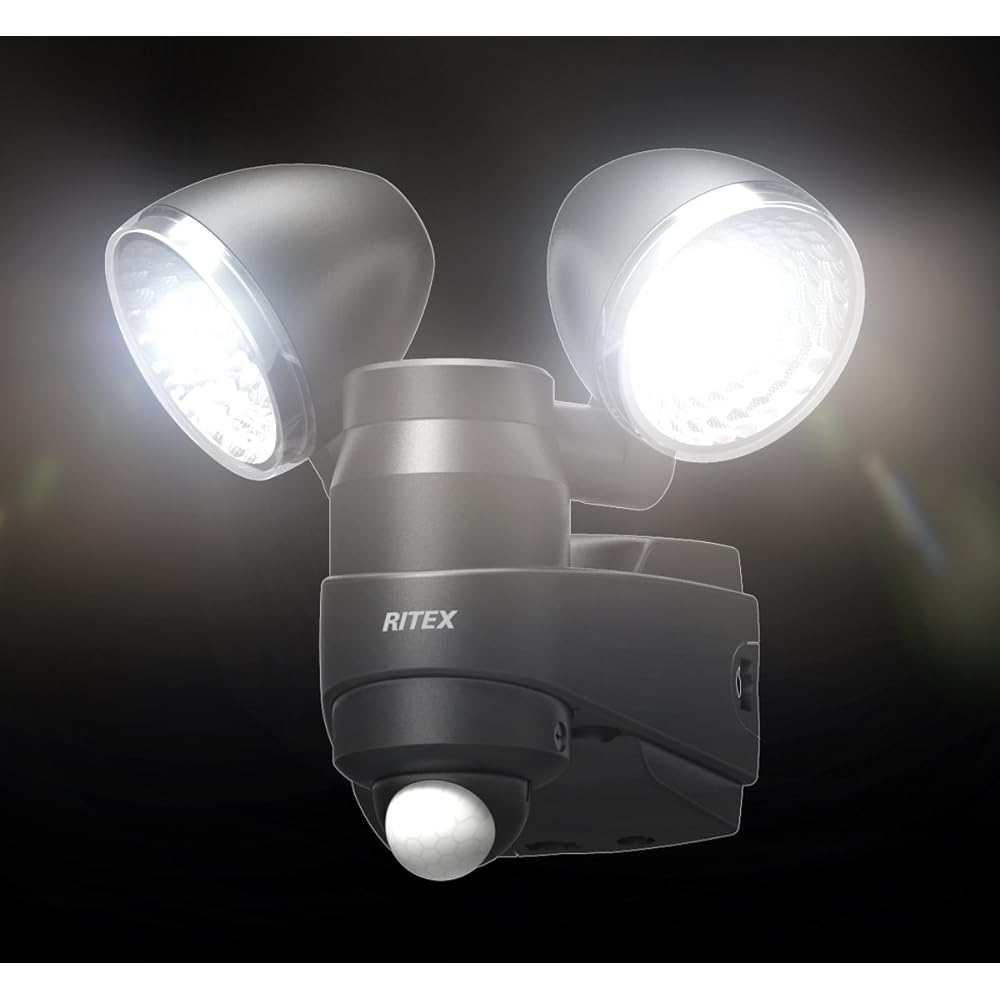 Musashi RITEX 1W×2 LED Hybrid Solar Sensor Light "Solar Power Generation + Dry Battery" S-HB20