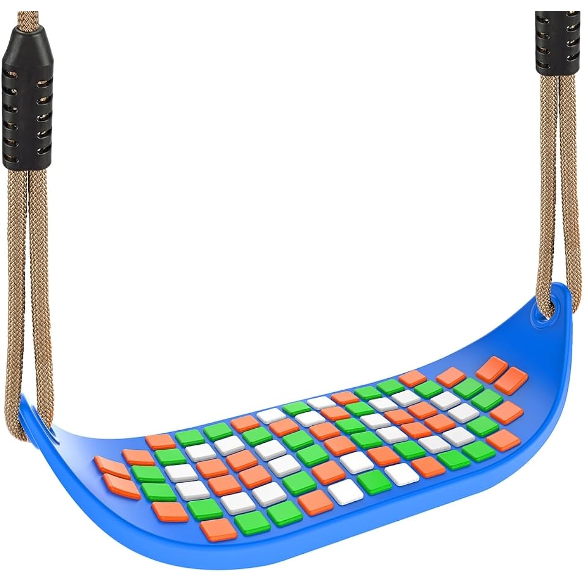 SELEWARE Plastic Swing Seat, Non-Slip Hanging Tree Swing Seat with Adjustable Rope, Durable and Comfortable Playground Swing Set for Kids Indoor Outdoor Backyard Blue
