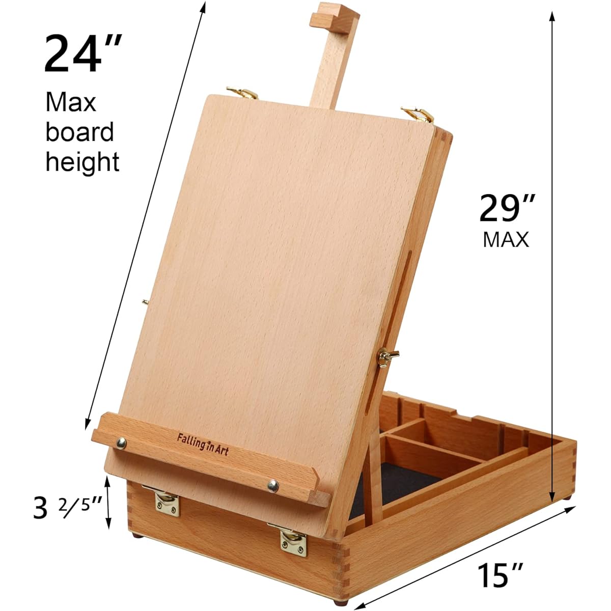 Falling in Art Wooden Tabletop Easel Box, Solid Wood Sketch Box Table Easel for Painting, Portable Desktop Drawing Easel for Beginners and Professionals